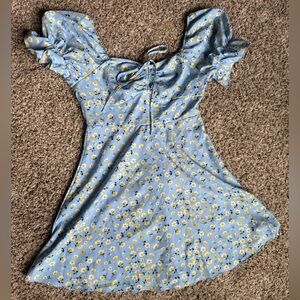 Floral Blue Dress with Yellow Accents